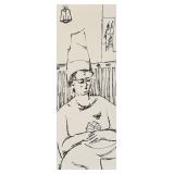 Uche Okeke 'Portrait of a Lady' Ink on Paper
