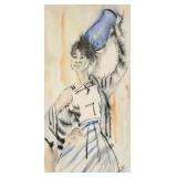 Jeff Donaldson 'Portrait of a Woman' Watercolor & Ink on Paper