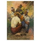 Cesar Buenaventura 'The Workers' Oil on Canvas