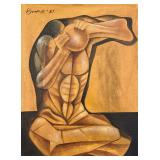 Attributed to Ang Kiukok 'Thinking Man' Oil on Canvas (B)