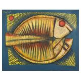 Attributed to Ang Kiukok 'Fish' Oil on Canvas (A)