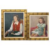 Pair of 'Mother and Child Portraits' Oil on Canvas