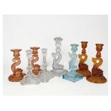 (8) 'Dolphin' Glass Candlesticks