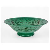 Czech Depression-Era Glass W/ Silver Bird Motif