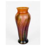 Lundberg Studios Pulled Feather Art Glass Vase