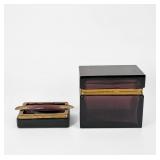 Murano-Style Purple Glass Box & Ashtray