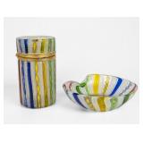 Murano Zanfirico Ashtray & Box