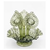 Fenton Colonial Green Thumbprint 3-Horn Epergne