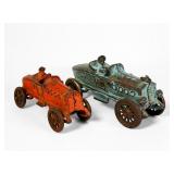 (2) Antique Cast Iron Racing Toy Cars (C)