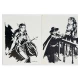 (2) Thomas Yeates Original Ink on Paper Illustrations