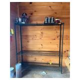 Metal Wire Shelf wVarious Tumblers, Cups, Mugs