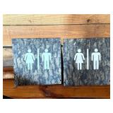 Metal Hydro Dipped Bathroom Signs