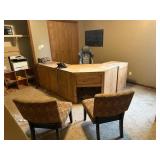 Pine Office Desk and Chairs