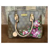 Brown Monogrammed Adrienne Vittadini Satchel