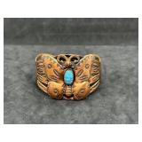Copper Butterfly Cuff Bracelet w/Turquoise Stone