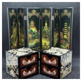 Lot of Miniature Oriental Furniture/Storage Pieces
