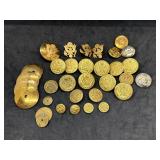 Lot of Vtg Gold-Toned US Military Buttons & Pins