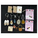 Lot of Assorted Keychains, Pins & Accessories