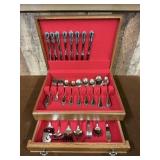 Vintage Flatware Set w/Wooden Storage Chest