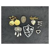 Lot of Costume Jewelry Brooches