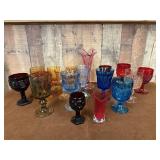 Lot of Vintage Colored Glass Goblets/Cups