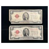 1928 Red Seal Two Dollar Bills (2)