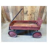 Antique Red Metal Pull Wagon