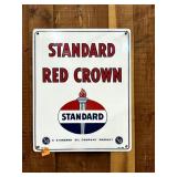 Porcelain Standard Red Crown Oil Sign
