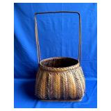 Vintage Handwoven Bamboo/Rattan Basket .