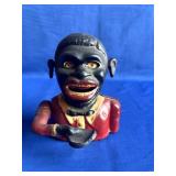 Vintage Cast Iron Black Americana Coin Bank