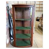 Antique Wooden Curved Glass Curio
