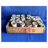 Vintage Soda Crate with Various Empty Cans