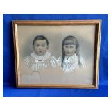 Antique Portrait of 2 Children