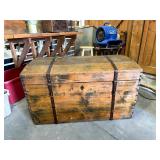 Antique Wooden Storage Trunk
