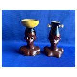Mid Century Ceramic African Busts