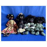 Collection of Vintage Black Folk Art Rag Dolls