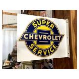 Flanged Metal Sign w/Chevrolet Decal