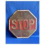 Vintage Embossed Metal Stop Sign