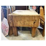 Vintage Solid Wood End-Grain Butcher Block Table