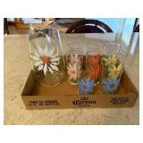 Vintage Hand Painted Pitcher and Tumbler Set