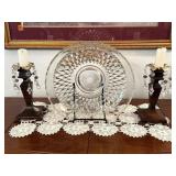 Glass Bowl and Candlesticks Table Top Décor