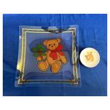 Vintage Teddy Bear Glass Tray