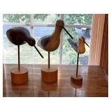 Set of 3 Carved Wooden Bird Decoys