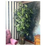 Large Artificial Tree in Brass Planter