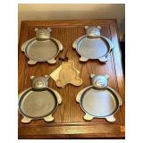 Vintage Child's Pewter Bear Plates
