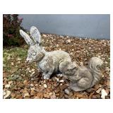 Concrete Bunny and Squirrel Yard Pieces