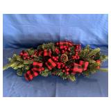 Winter Floral Arrangement w/Plaid Ribbon