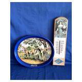 Coca-Cola Tray and Thermometer