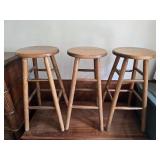 3 Wooden Barstools