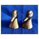 Vintage Brass Duck Hea Bookends